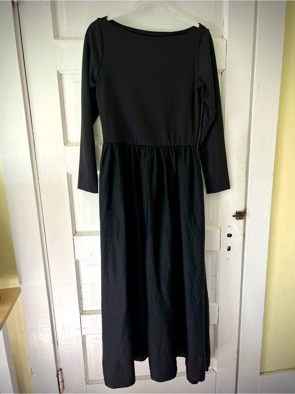 Cynthia Rowley Long Sleeve Black Dress w/ Bateau Neckline & Form-fitting Bodice